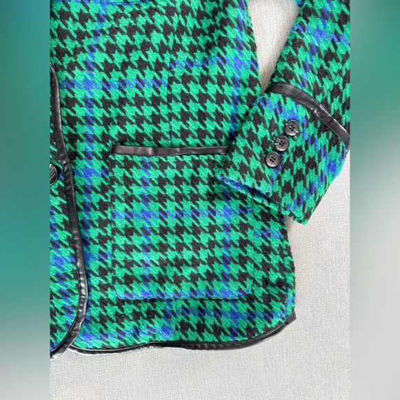 Avec Les Filles Houndstooth Leather Trim Blazer Size: M - Picture 8 of 16